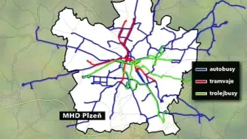 Mapa plzeňské MHD