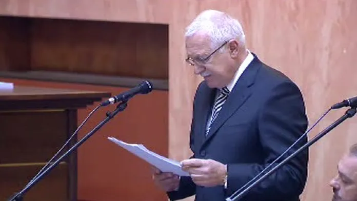 Václav Klaus během svého vystoupení na jednání Ústavního soudu o Lisabonské smlouvě