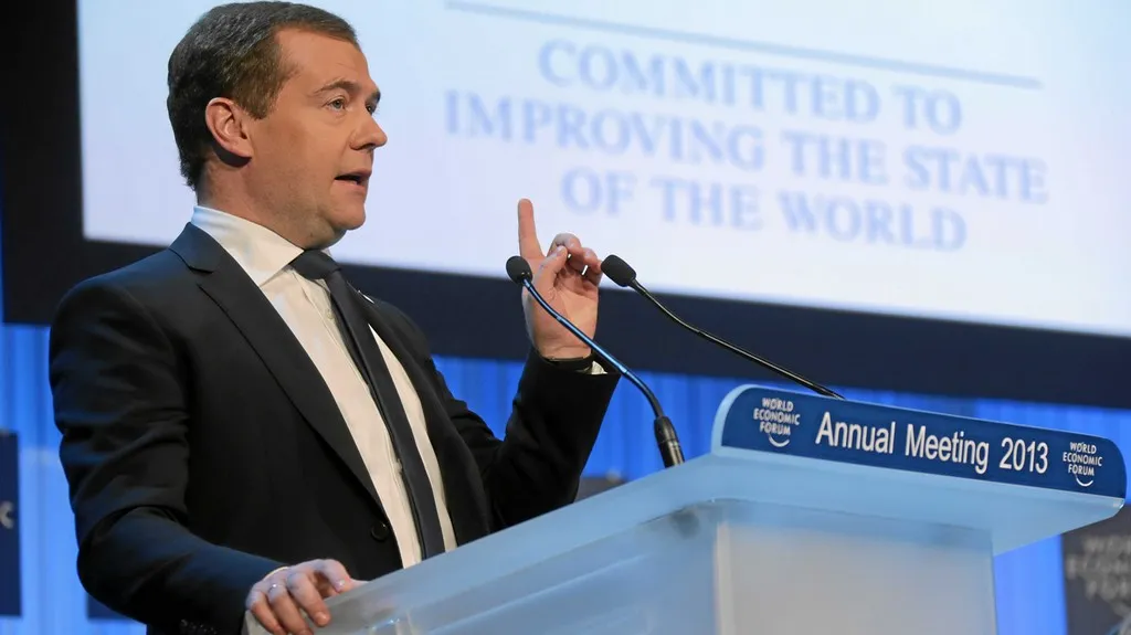 Dmitrij Medvěděv v Davosu