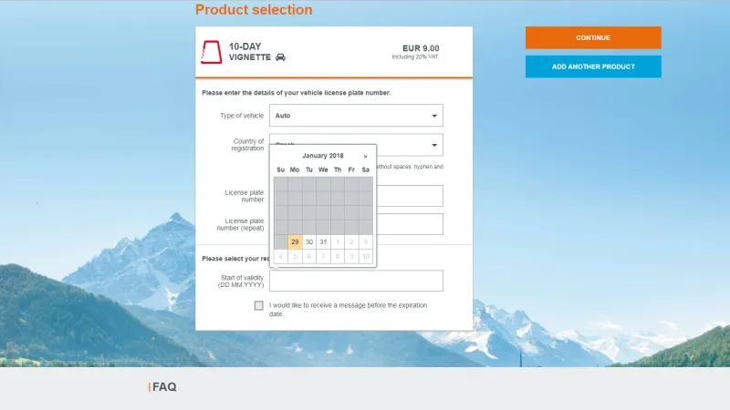 Elektronická dálniční známka začíná platit nejméně 18 dnů po zakoupení, při nákupu 11. ledna jsou tedy v nabídce známky z platností až od 29. ledna