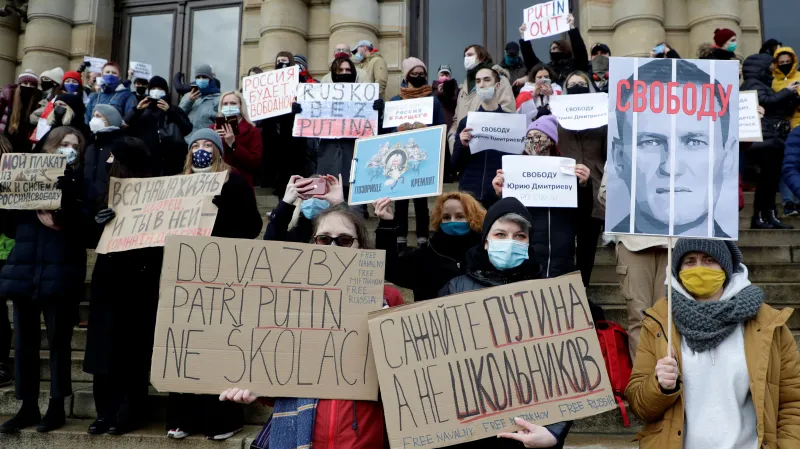 Demonstrace na podporu Navalného v Praze