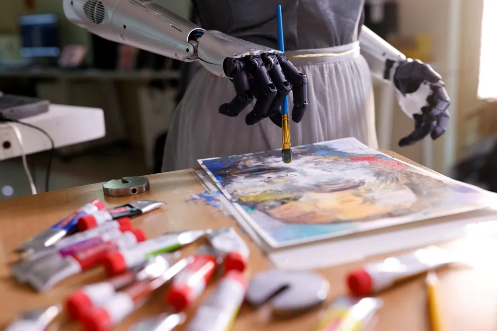 Humanoidní robot Sophia, vyvinutý společností Hanson Robotics, během uplynulého týdne v čínském Hongkongu namaloval a následně i vydražil své vlastní umělecké dílo