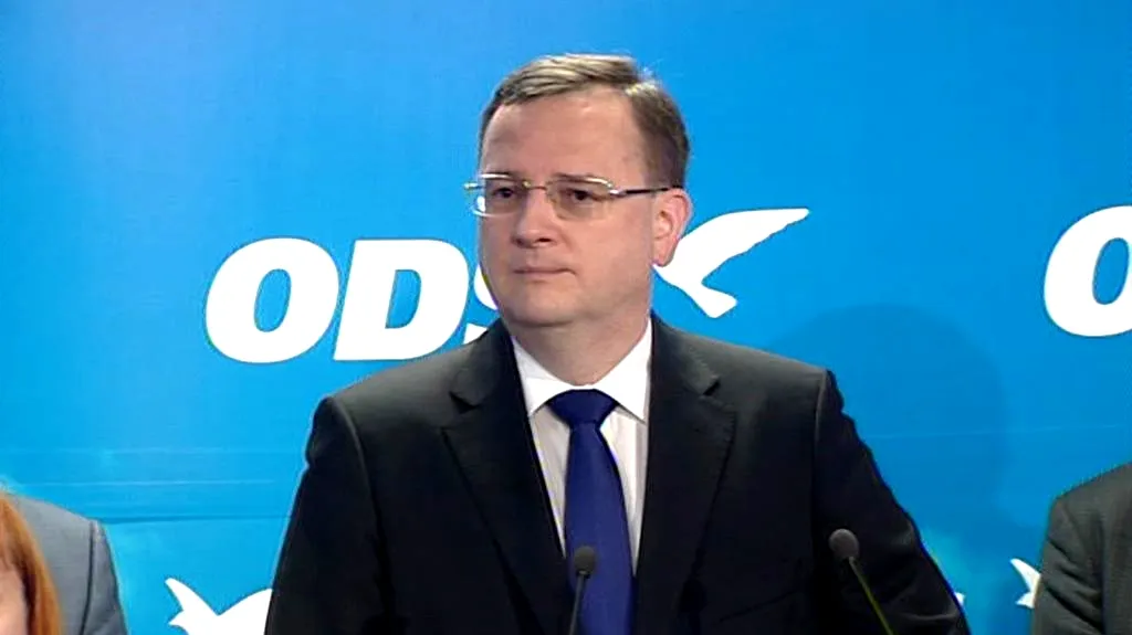 Petr Nečas na povolebním brífinku