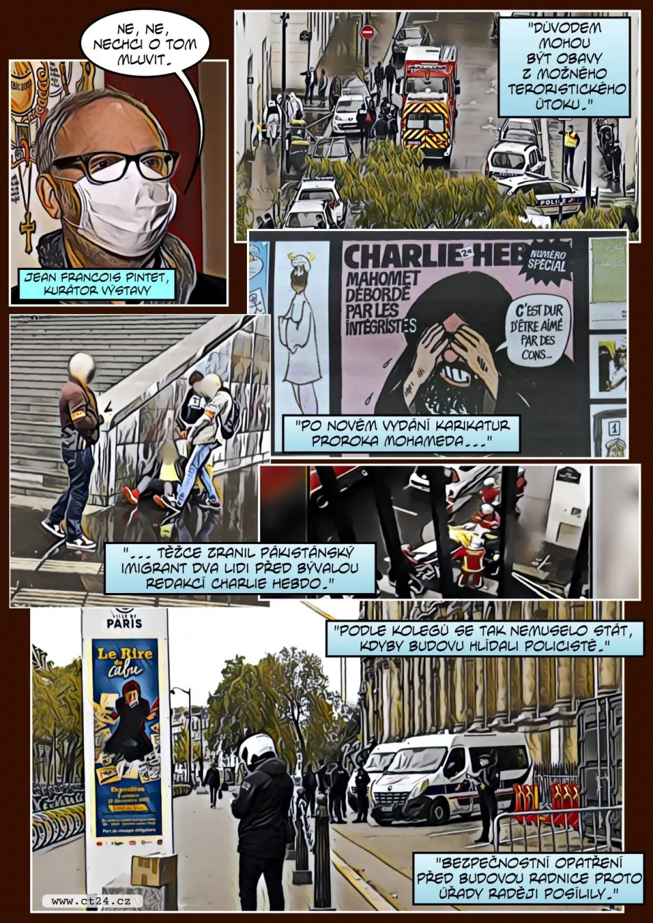 Začala výstava kontroverzního kreslíře Cabuta. Ten nepřežil atentát na redakci Charlie Hebdo
