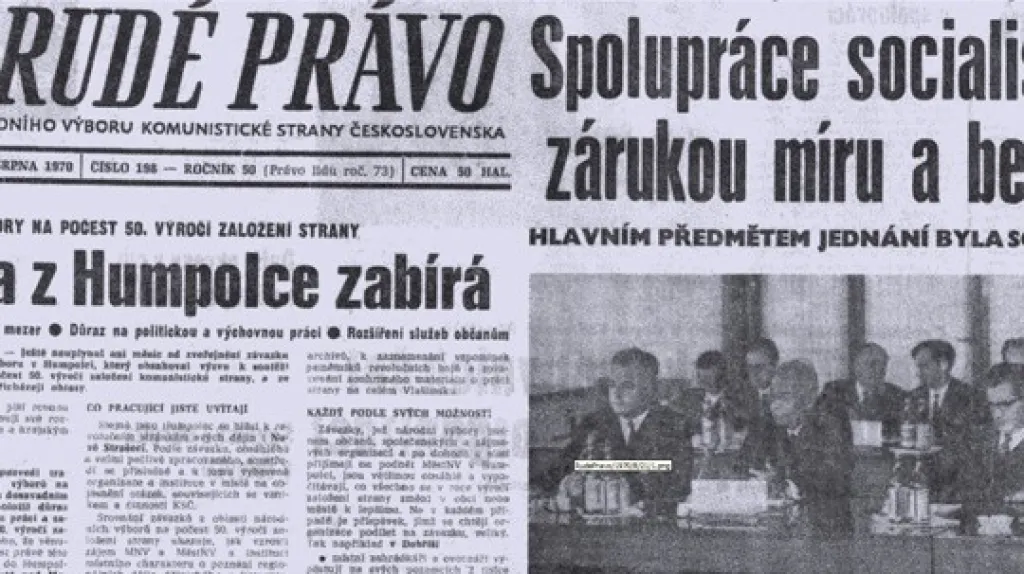 Titulní strana Rudého práva ze srpna 1970