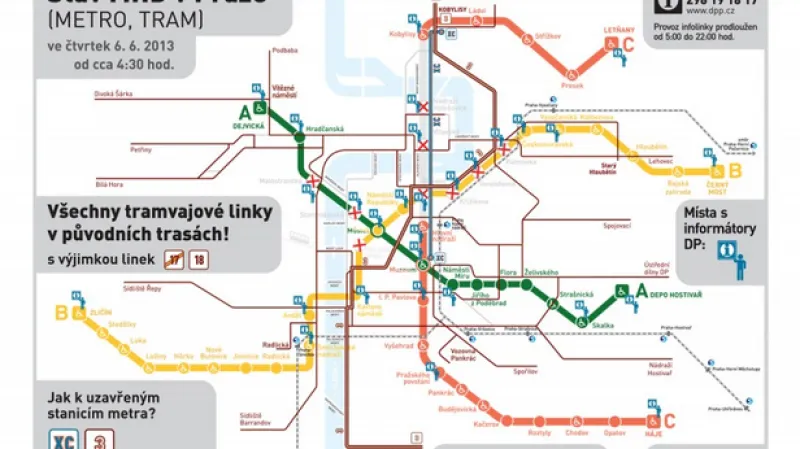 Stav MHD v Praze k 6. 6.