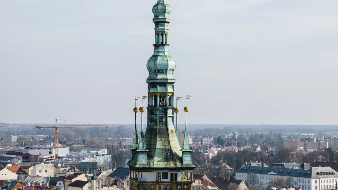 Věž olomoucké radnice před rekonstrukcí