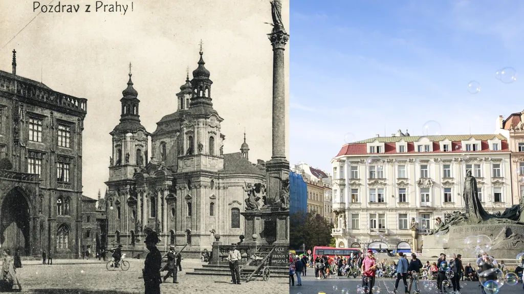 Staroměstské náměstí v roce 1918 a 2018