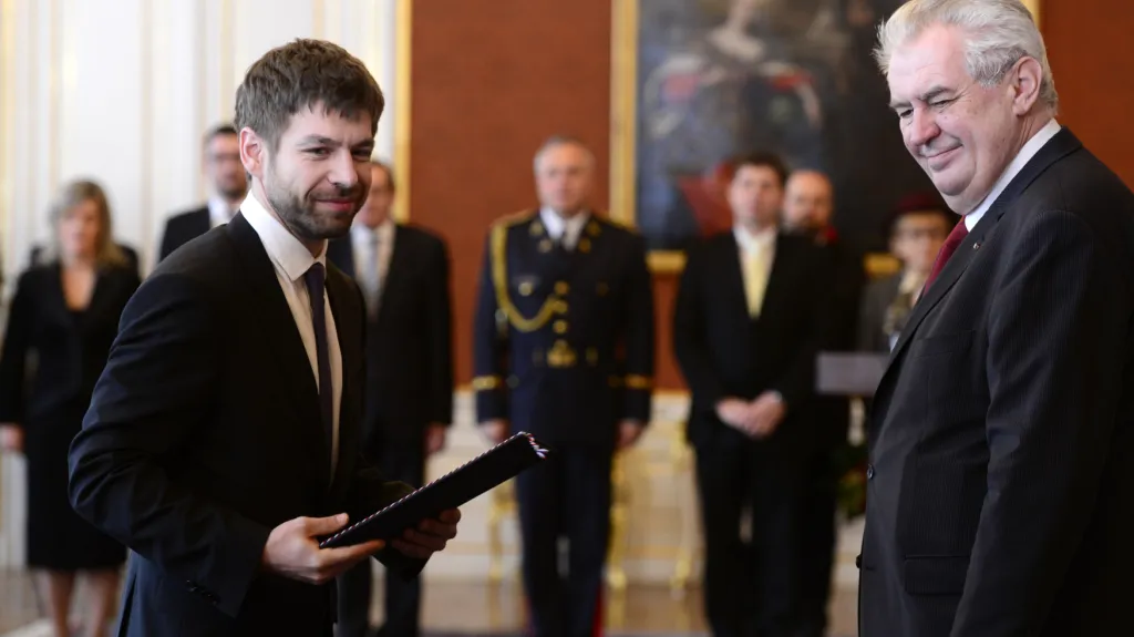Ministr spravedlnosti Robert Pelikán a prezident Miloš Zeman