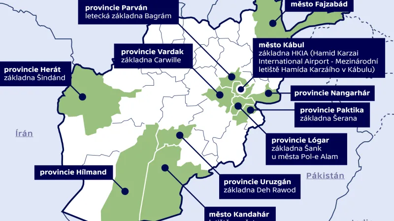 Místa působení českých vojáků v Afghánistánu