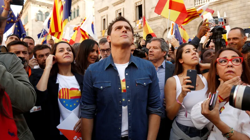 Šéf Ciudadanos Albert Rivera na demonstraci za jednotu Španělska