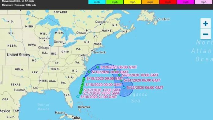 Tropická bouře Arthur pobřeží USA neohrozí