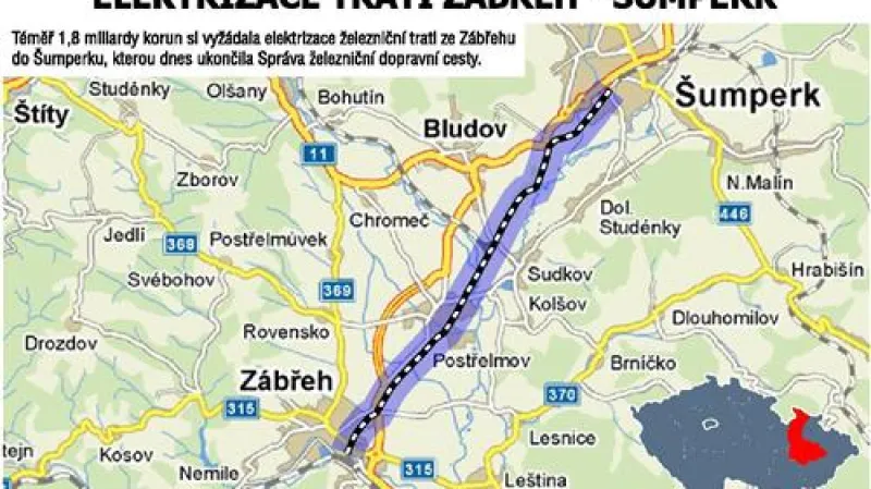Elektrizace trati Zábřeh - Šumperk