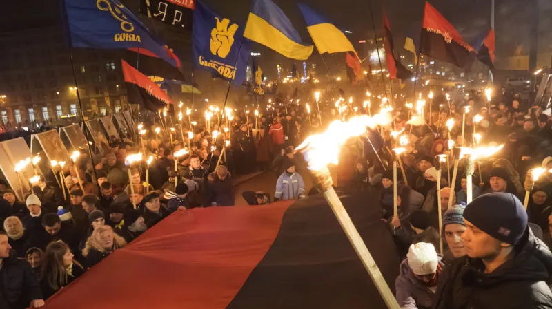 Banderovi příznivci v Kyjevě