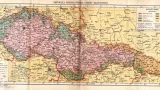 Zeměpisný atlas vydal v roce 1936 Československý červený kříž. Ukazuje mlhavost hranice mezi oblastmi osídlenými jednotlivými národnostmi.