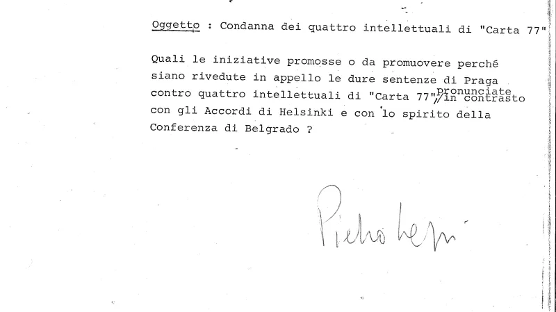 Otázka Pietra Lezziho na postoj EU ohledně zatýkání československých disidentů