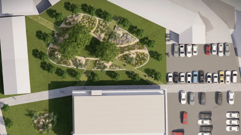 Vizualizace parku a parkoviště ve Valticích