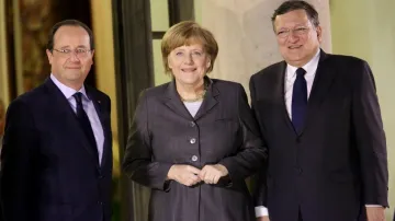 Hollande, Merkelová a Barroso