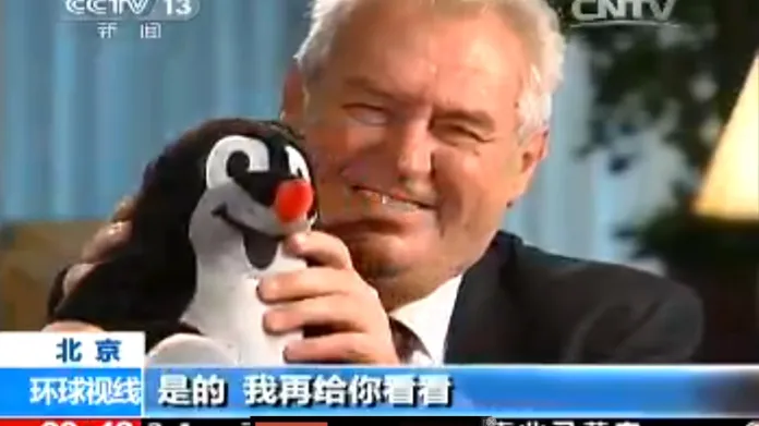 Miloš Zeman v čínské televizi