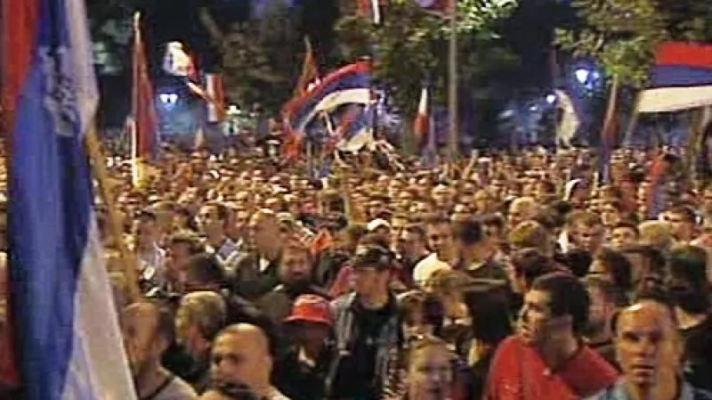 V černohorské Podgorici se demonstrovalo proti uznání Kosova