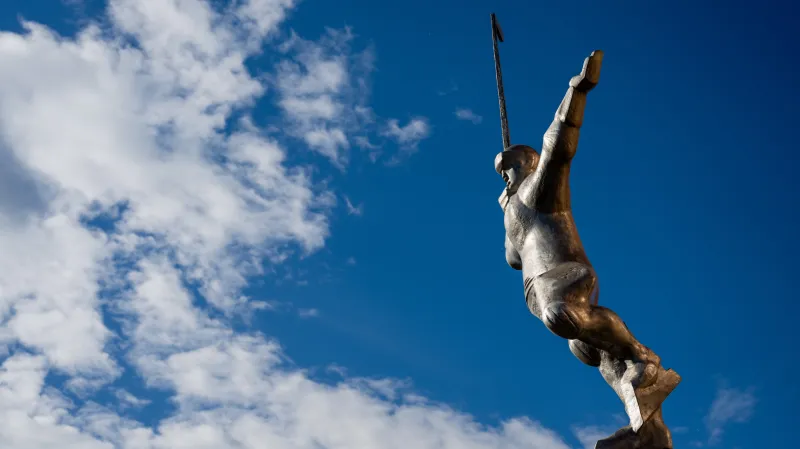 Slavnostní odhalení restaurované sochy Hokejista od sochaře Zdeňka Němečka, 30. dubna 2026