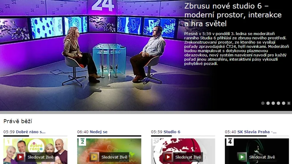 Titulní strana webu ČT