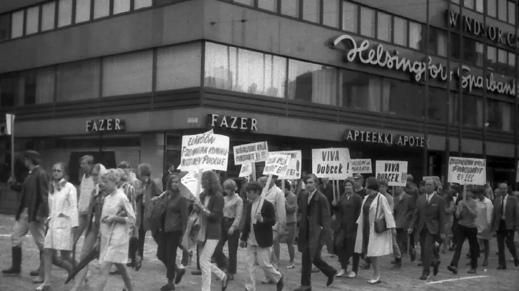 Demonstrace v Helsinkách proti invazi do Československa v srpnu 1968