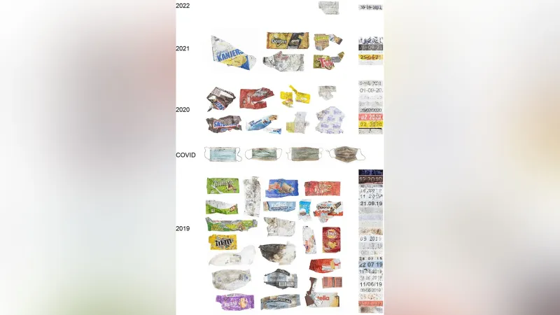 Časová osa plastových obalů z hnízda lysek