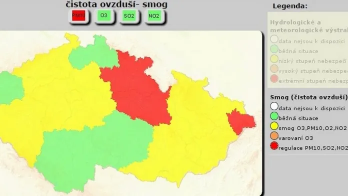 Zhoršené ovzduší nad Českem