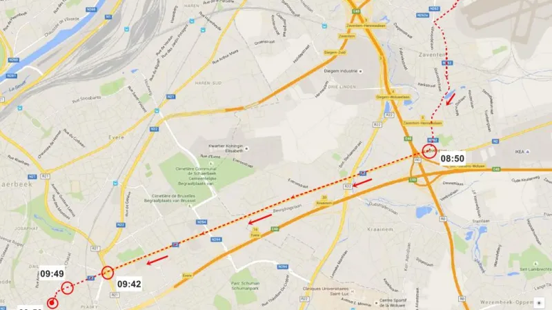 Policie sestavila trasu, po které se muž v Zaventem pohyboval