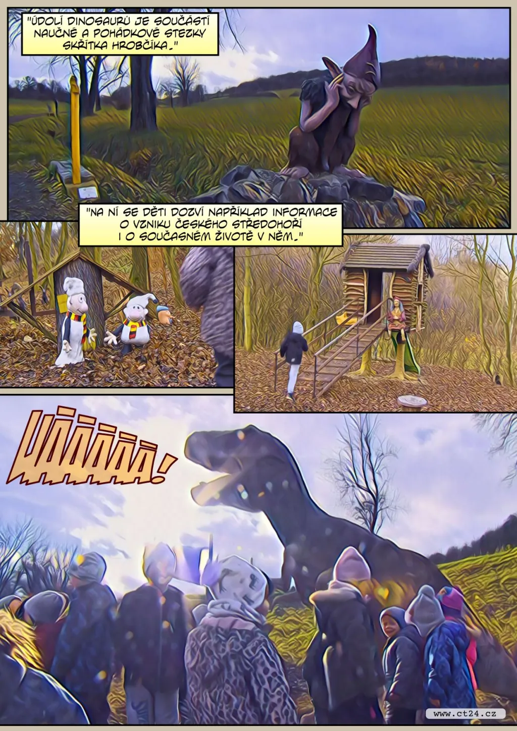 Dinosauři u říčky Syčivky. Jejich modely zdobí novou naučnou stezku na Teplicku