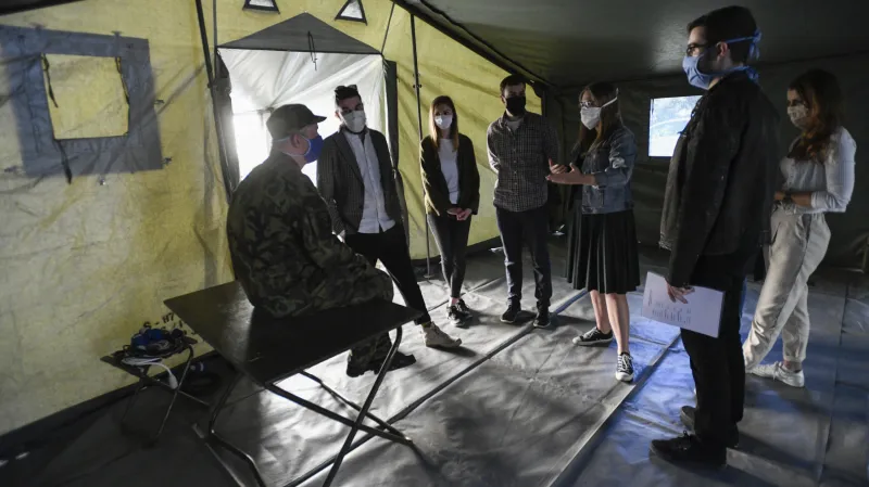 Stan pro odběry krve v Kateřinské zahradě v Praze