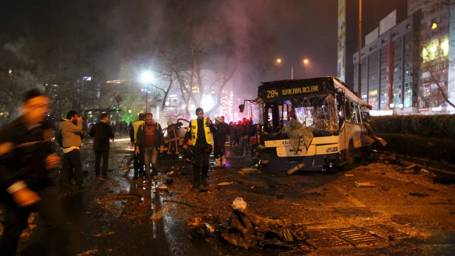 Místo exploze v Ankaře