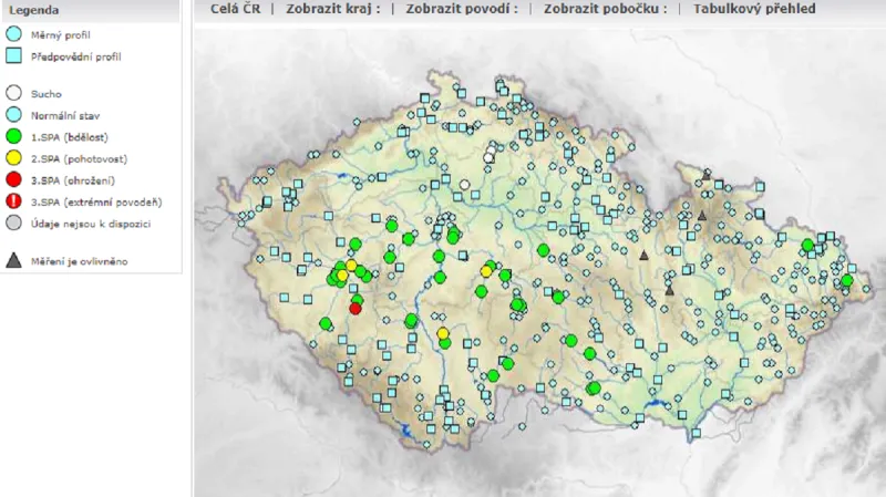 Stupně povodňové aktivity –⁠ pátek