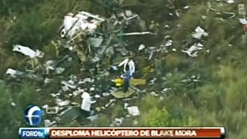 Trosky vrtulníku, v nichž zahynul ministr Blake