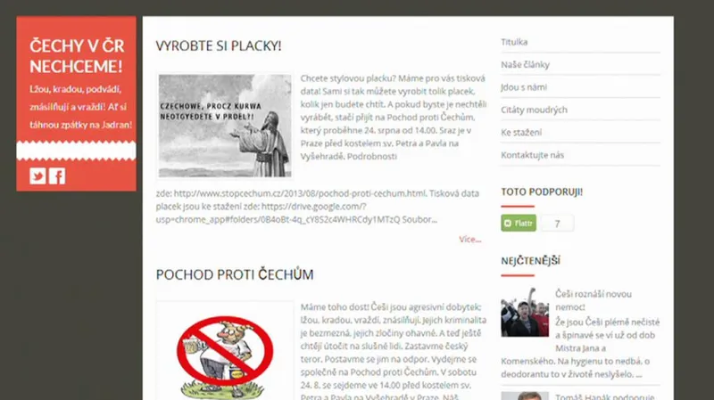 Satirický web Čechy v ČR nechceme!