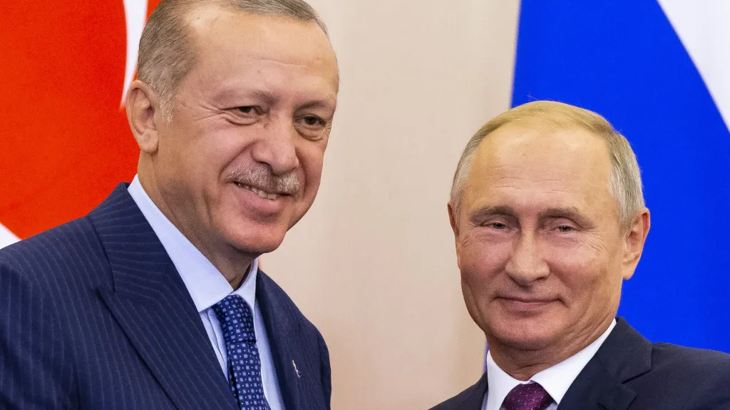 Recep Tayyip Erdogan a Vladimir Putin po jednání v Soči