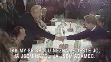 Setkání Havel Adamec v roce 1989