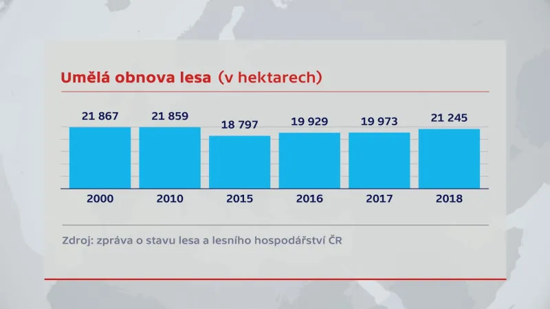 Umělá obnova lesa v hektarech