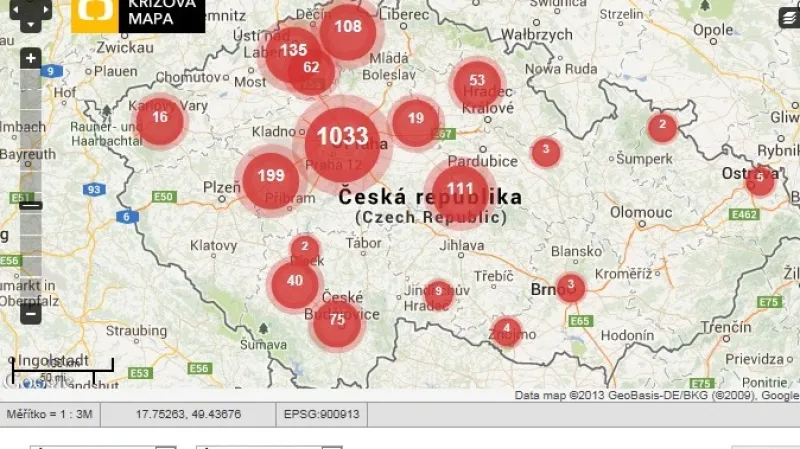 Příspěvky lze zobrazovat libovolně podle lokalit