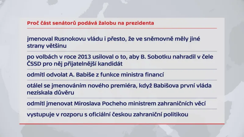Senátorské důvody ústavní žaloby