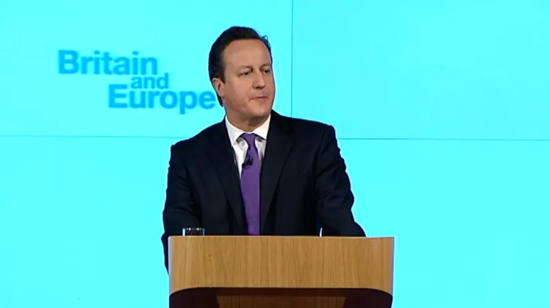 David Cameron při projevu o vztazích Británie k EU