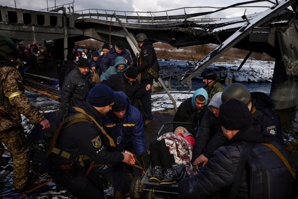 8. března 2022, útěk před Rusy z Irpině