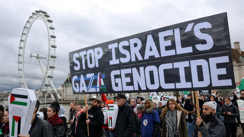 Propalestinská demonstrace v Londýně