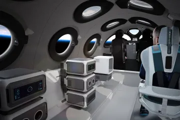 Obří zrcadlo a křesla na míru. Společnost Virgin Galactic ukázala interiér své kosmické lodi