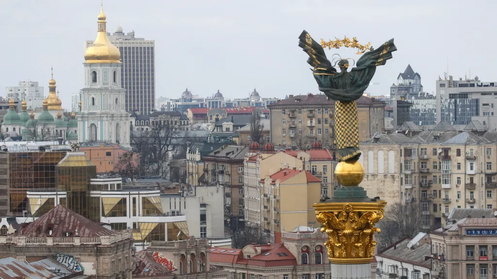 Snímek zachycující hlavní město Ukrajiny Kyjev