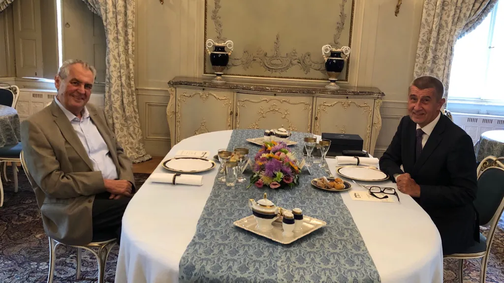 Miloš Zeman a Andrej Babiš na zámku v Lánech