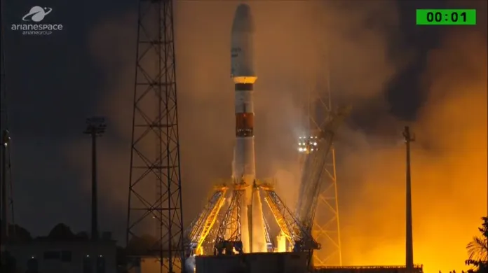 Start rakety Sojuz se satelity OneWeb