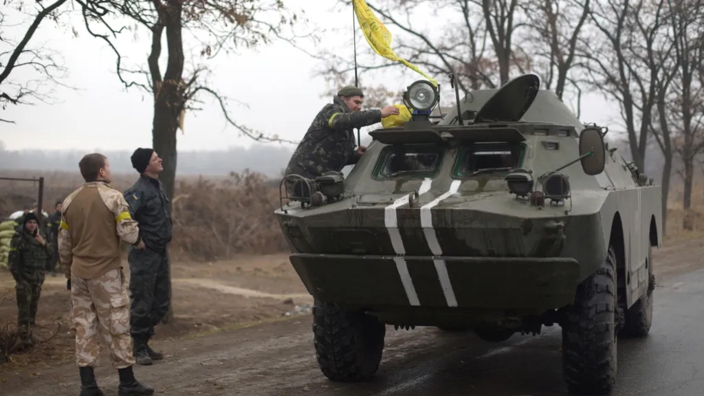 Ukrajinský tank nedaleko Mariupolu