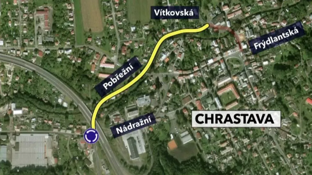 Nedokončená trasa průtahu Chrastavou